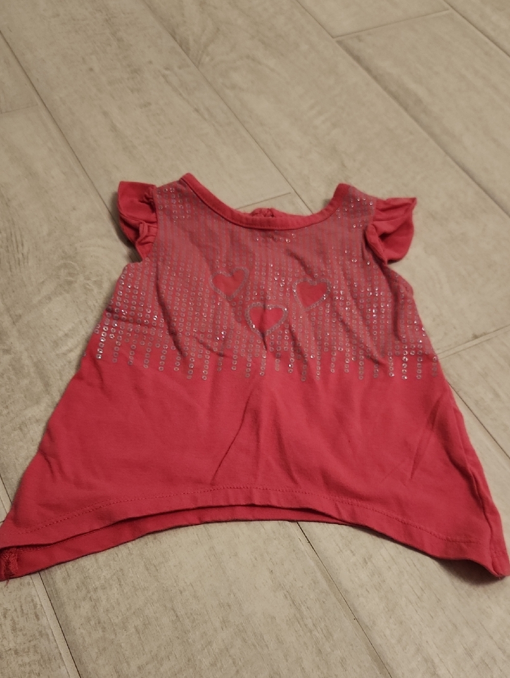 🐻 Wonderkids Hot Pink Flutter-Sleeve Top with Sequin Hearts